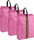 Shoe Bags for Travel, Large Capacity Oxford Fabric 3 Pack Pink | Waterproof Dustproof Design, Fits Men Women Shoes Up to Size 14, Gym Trips Closet Storage, Durable Zipper Handle by Eopres