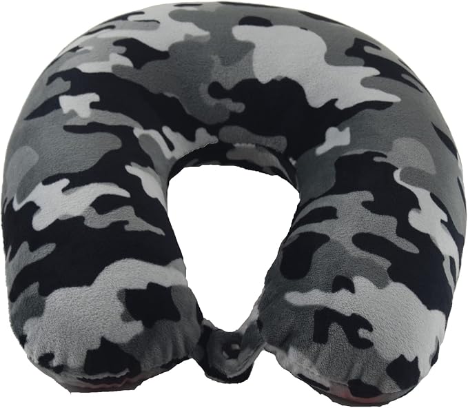 Wolf Essentials Adult Cozy Soft Microfiber Neck Pillow for Travel – Compact, Machine Washable - Perfect for Airplane, Car, or Home Use - Filled and Finished in The USA – Black Camo - Image 4