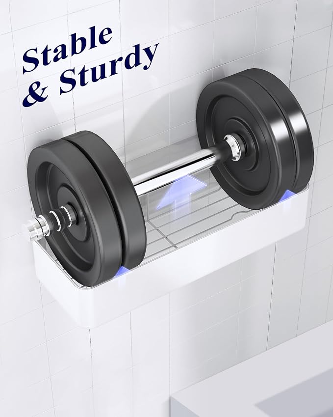 Kitsure Shower Caddy Adhesive, Stylish Shower Organizer, Large, White | 2 Pack Shower Shelf for Inside Shower, 100% Rustproof Metal Shelves, No-Drill Bathroom Organizers and Storage - Image 4