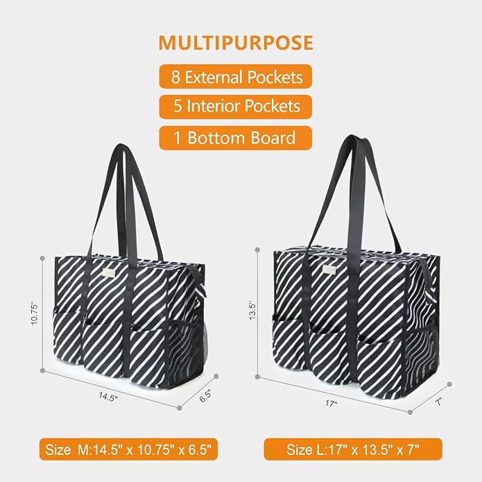 TOPDesign Utility Water Resistant Tote Bag with 13 Pockets, Top Zipper Closure & Thick Bottom Support, for Working Women - Image 2