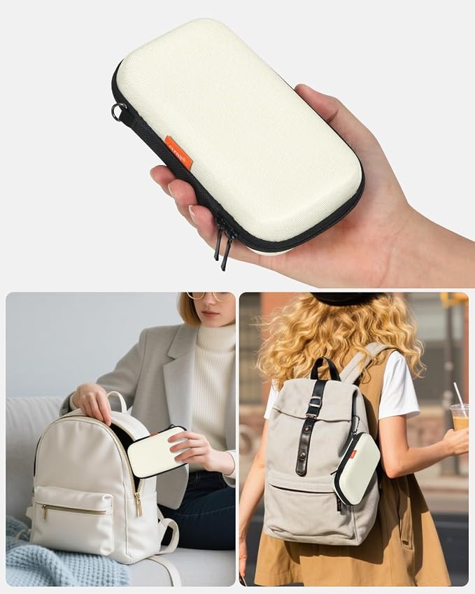 Off White Small Hard Carrying Case, Portable Tech Organizer Pouch | Universal Storage Bag for Cable, Cord, MP3, Card, Car Key, Cash, SD Card, Tech Accessories, Zipper - Image 6
