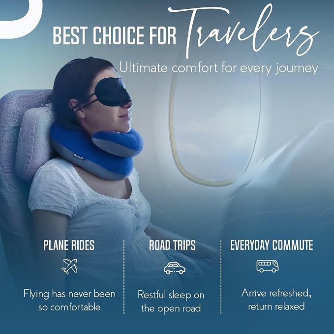 BCOZZY Travel Neck Pillow for Airplane – Patented Double Support for Head, Neck, and Chin. Best for Long Flights, Plane Sleeping, and Car Rides. Adjustable Size. Washable. Carry Bag. Large, Leopard - Image 3