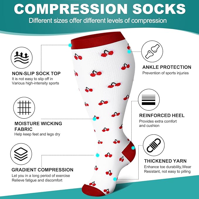 Genovega 3 Packs Wide Calf Compression Socks for Women Men Knee Hight S/M-4XL for Gifts - Image 4