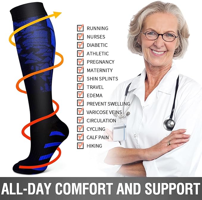 6 Pack Copper Compression Socks for Women and Men Circulation-Best Support for Medical,Running,Nursing,Athletic - Image 6