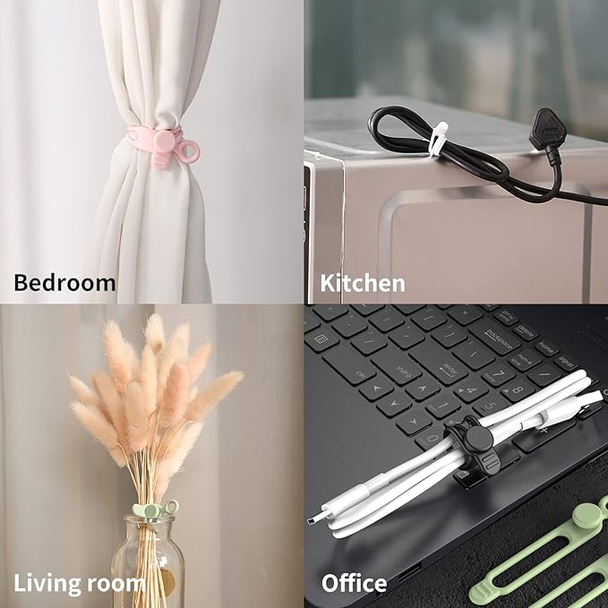 [20Park]UMUST Silicone Cable Ties, Reusable Cable Management Organizer, Cord Tie,Multipurpose Elastic Cord Organizer for Bundling and Fastening Cable Cords Wires(black) | Reusable Cord Ties, Cable Strap Tie for Bundling Electronics Wire,Home Office Tra... - Image 5