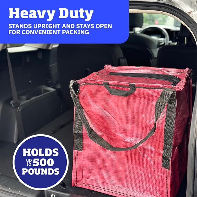 DURASACK 22-Gallon Zipper Top Heavy Duty Storage Tote Bags, 4-Pack, Red | Rugged Woven Polypropylene Moving Bag, Reusable Self-Standing Design, Holds up to 500 Pounds - Image 3