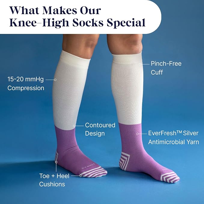 Premium Cotton Knee High Socks - 15-20mmHg Graduated Compression Socks - Soft & Breathable, Unisex - Image 2