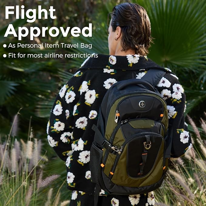 Swissdigital Design Laptop Backpack with USB Charging Port, Travel Backpack Fits 15.6 inches Computer, 31L College School Backpack for Men, Olive/Black | SD803-26 - Image 3