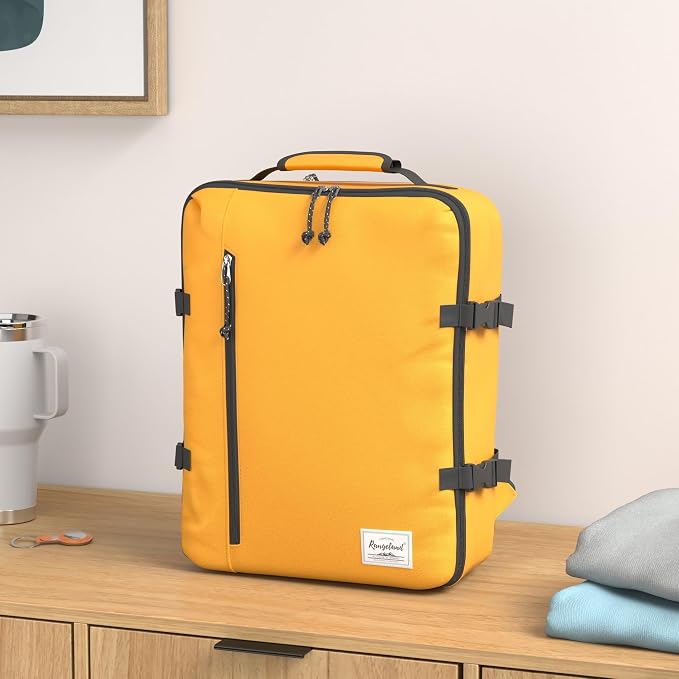 Lightweight Under-seat Backpack for Clothes Travel Overnight Women Men, 15.6 Laptop Minimalist Backpack, Stylish and Casual, Papaya - Image 2