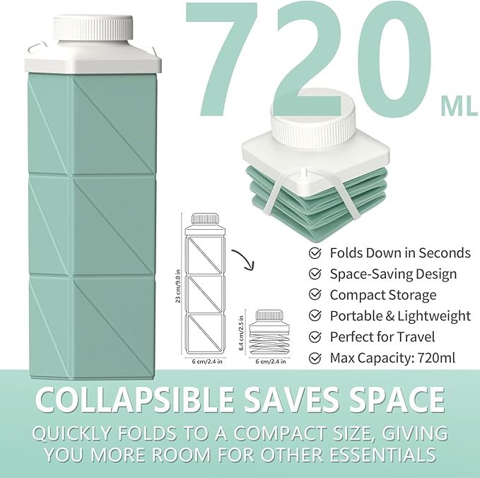 Collapsible Water Bottles, 24 oz (720 ml), Portable Travel Water Bottle | Leakproof & Reusable, Lightweight Foldable Water Bottle for Traveling, Hiking, Gym, Office, School, Sports & Outdoor, 3 Pack - Image 2