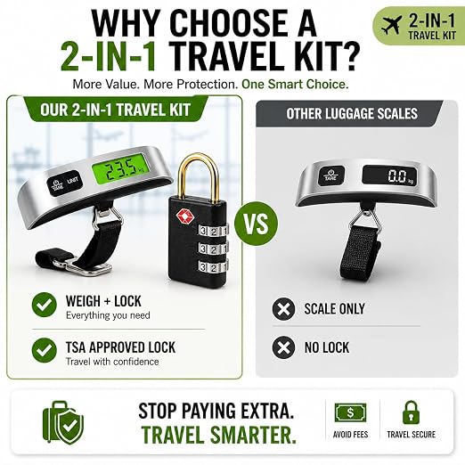 Luggage Scale with TSA Approved Lock, Digital Portable Hanging Baggage Scale 110lb/50kg, Travel Weight Scale for Suitcases, Avoid Overweight Fees, Travel Essentials Gift, Battery Included - Image 5