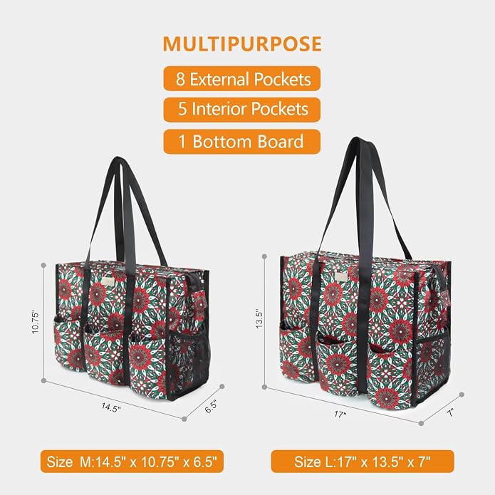 TOPDesign Utility Water Resistant Tote Bag with 13 Pockets, Top Zipper Closure & Thick Bottom Support, for Working Women - Image 2