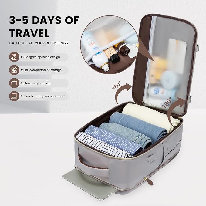 LOVEVOOK Travel Backpack for Women, 40L Carry On Backpack with 3 Packing Cubes,TSA Personal Item Travel Bag Airline Approved, Water Resistant Weekender Overnight Luggage Daypack, Fits 17 Inch Laptop - Image 2