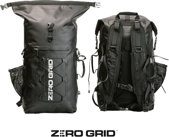 Zero Grid RFID Faraday Backpack, 45L Waterproof Roll Top Dry Bag, Black | Signal blocking lining shields phones, key fobs and cards. A sealed shell with built-in pockets on both straps - Image 2