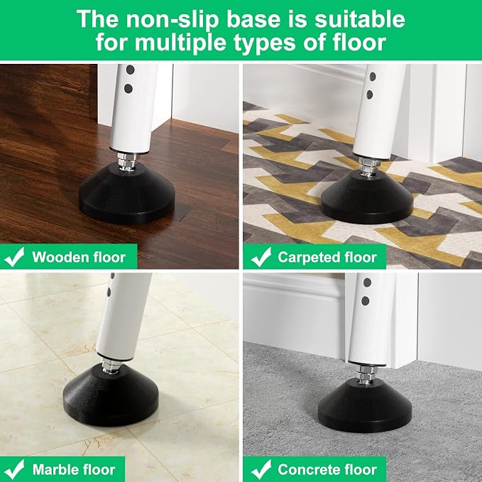 Sliding Glass Door Lock & Door Stoppers Security Bar Keep Your Home Security, Adjustable Jammer with Interchangeable Caps & Rubber Tips, Ideal for Home, Apartment and Travel Protection,White 1Pack - Image 4