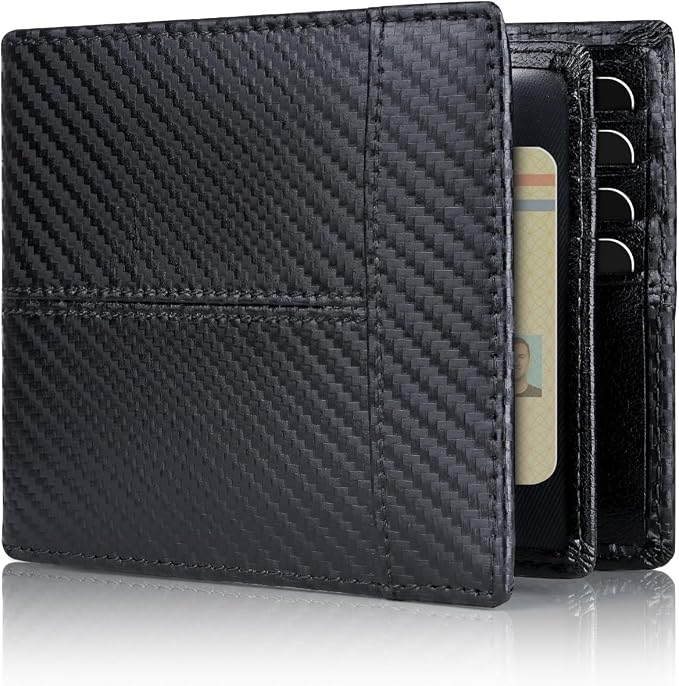 Swallowmall Mens Wallet Rfid Blocking Leather Wallet for Men Bifold Wallets with 1 ID Window 16 Card Slot Blackstripe by Swallowmall