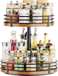 Lazy Susan Turntable Organizer Adjustable - 2 Tier Wood Rotating Spice Rack 12 Inch Lazy Susan for Kitchen Countertop Cabinet Pantry Cupboard Dining Table Bathroom Coffee Bar Home Storage by OVICAR