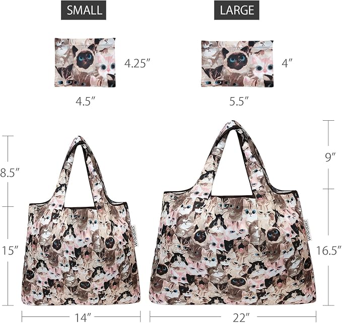 allydrew Large Foldable Tote Nylon Reusable Grocery Bags - Image 3