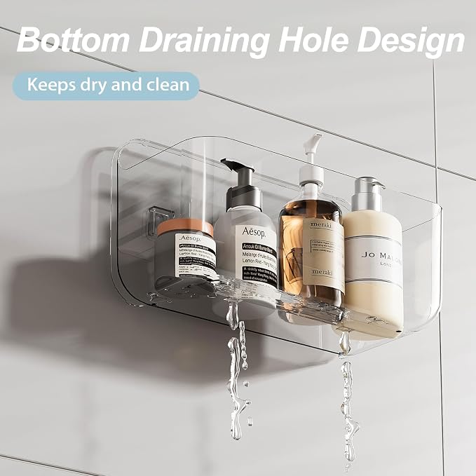 ZEXALOR Wall Mounted Storage Organizer Bins Organizing Shelf Basket Clear Plastic Makeup Organizer Adhesive Hanging Bin Fridge Organizer for Bathroom,Kitchen,Cabinet,Pantry,Countertops (XL+L) - Image 4