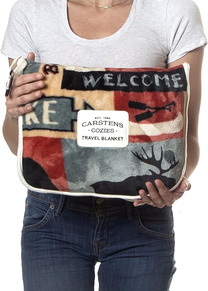 Carstens, Inc. Travel Blanket, Premium Compact 2-in-1 Airplane Blanket/Pillow, Lake House - Image 4
