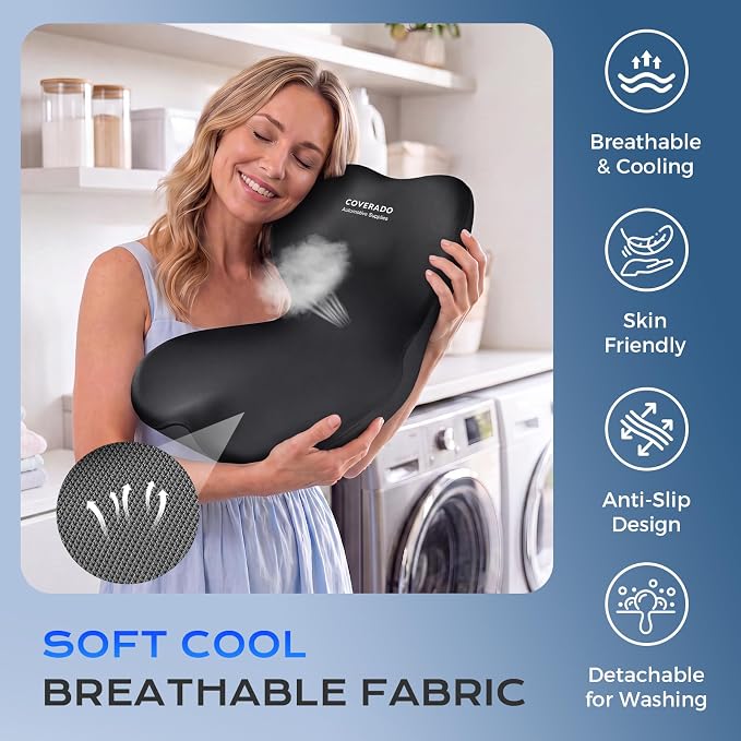 Coverado [Upgraded] Car Seat Cushion and Lumbar Support Pillow One Piece, Memory Foam Ergonomic Back Support Driving Seat Cushion for Back Pain, Non-Slip Washable Cushion for Car, Driver, Office - Image 7