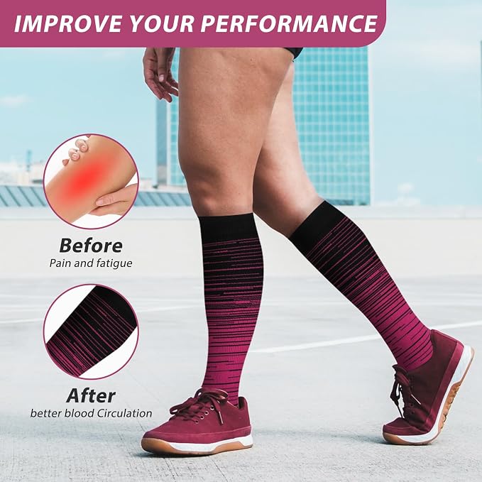 hello momoya Compression Socks for Women Men Circulation Knee High 8 Pairs for Nurses, Running, Travel, Athletic - Image 2