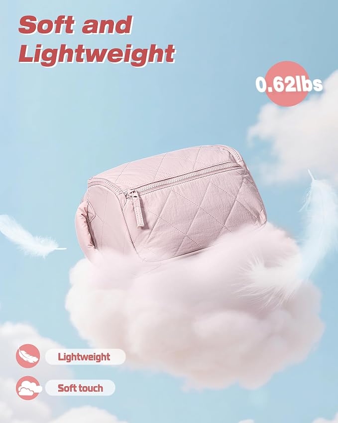 Marscamd Travel Toiletry Bag for Women, Wide-Open Makeup Organizer, Pink | 150° wide opening, water-resistant fabric, stain-resistant pocket flap & lightweight carry - Image 5