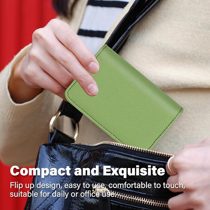 Business Card Holder，PU Leather Business Card Case Color Printing Pattern Card Holder Wallet，Pockets Magnetic Credit Card Holders for Men and Women - Banana Green - Image 4