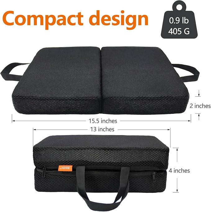 Portable Seat Cushion for Stadium Breathable Foldable Seat Cushion for Airplane,Bleacher,Office Chair,Black - Image 3