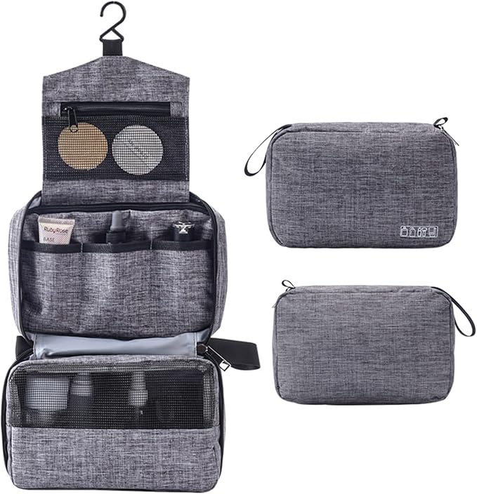 Travel toilet bag is used to store toiletries, Suitable for short-term travel use hanging toilet bag (Gray) - Image 7