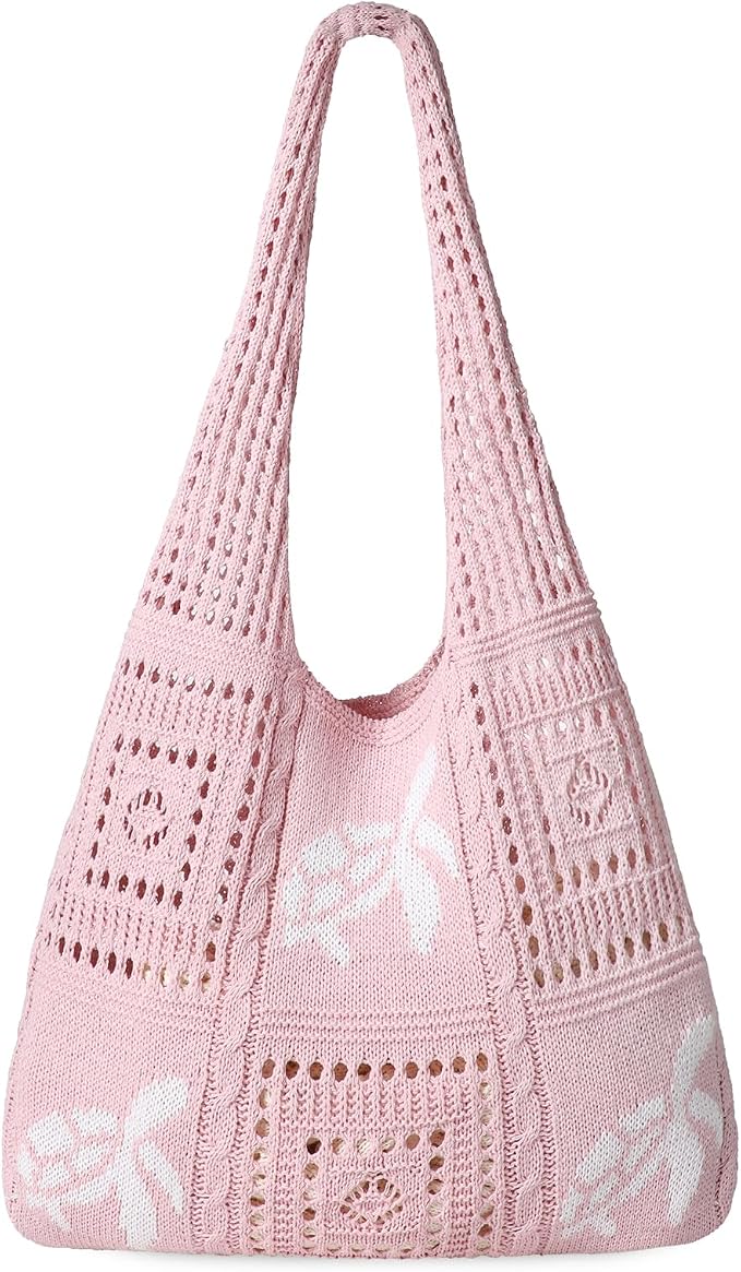 Sightor Crochet Tote Bag, Mesh Beach Bag Knit Summer Hobo Bag for Women | Beach Tote bag Vacation Outfits Aesthetic Boho Bag by Sightor
