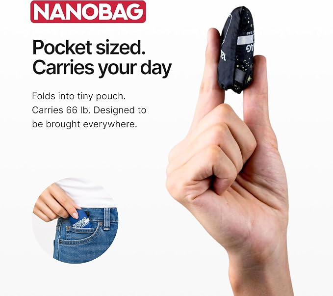Nanobag Micro 12L Tote Foldable Packable Reusable Grocery Shopping Bag | 0.8 oz Premium Portable Collapsible Ultralight Pocket-Sized for Everyday Use & Travel - Image 3