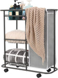 Rolling Laundry Sorter with 3 Storage Baskets and 45 L Bag | 3-Tier Laundry Caddy, Between Washer and Dryer, With Wheels and Handle, For Narrow Space Bathroom Apartment Dorm by Lucalda
