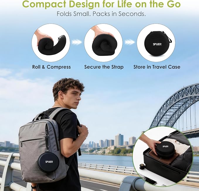 Premium Travel Pillow for Airplanes, Ergonomic Neck Pillow for Long Flights | 100% Pure Memory Foam Travel Neck Pillow with 360° Neck & Chin Support, U-Shaped Airplane Pillow, Petal-Shaped Support - Image 5