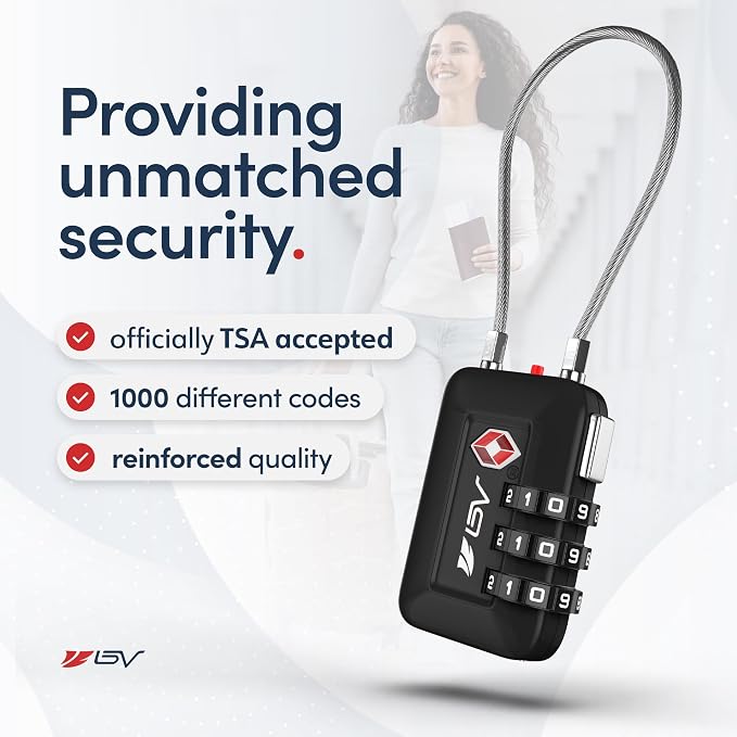 TSA Accepted Luggage Travel Lock, Set-Your-Own Combination Lock for School Gym Locker, Luggage Suitcase Baggage Locks, Filing Cabinets, Toolbox, Case (Black, 4 Pack) - Image 3