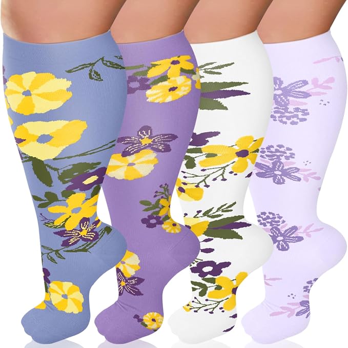 Diu Life Plus Size Compression Socks for Women & Men 15-20 mmhg Extra Wide Calf Knee High Support Socks for Circulation by DiuLife