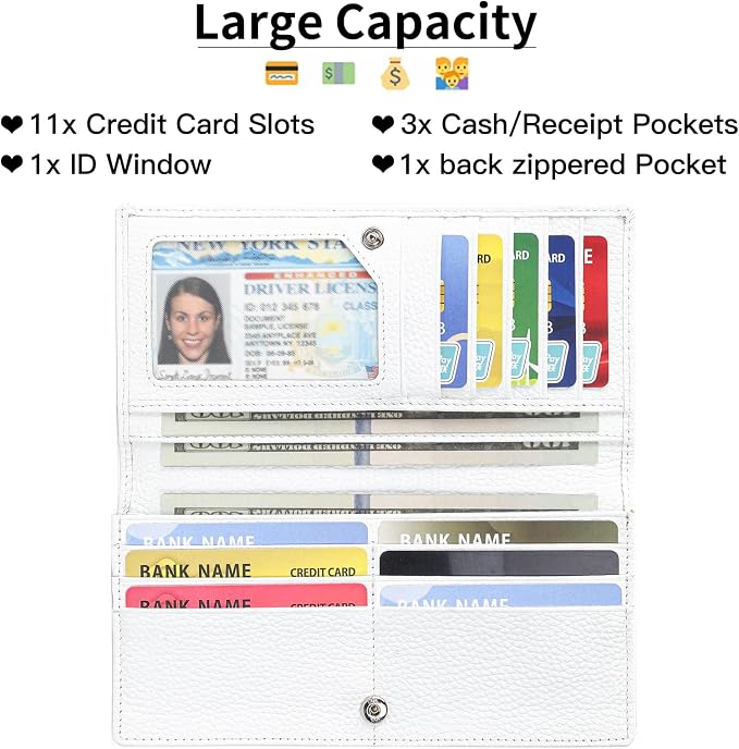 GOIACII Wallets for Women RFID Blocking Ultra Slim Leather Credit Card Holder Clutch - Image 2
