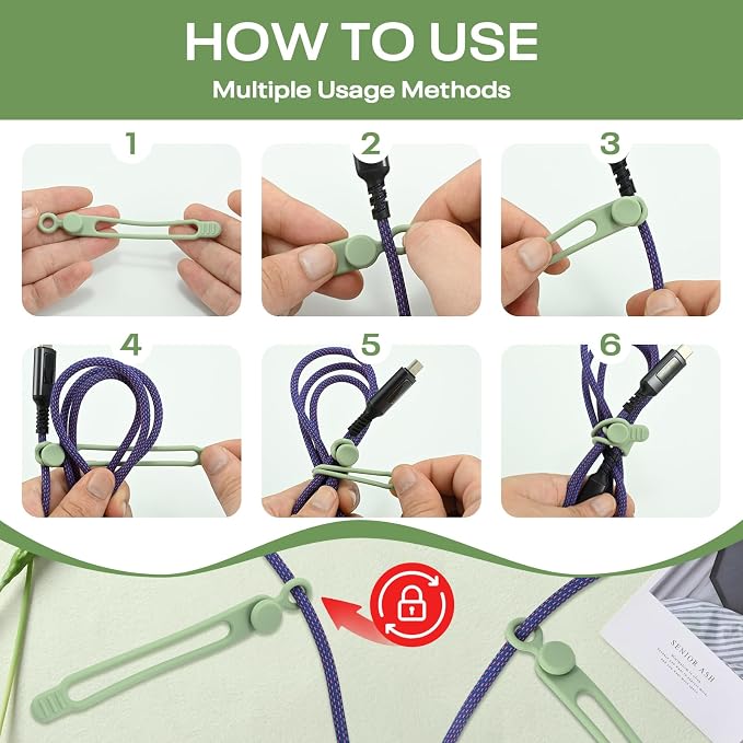 30Pcs Silicone Cord Ties for Electronics 3in Reusable Cable Organizer for Charging Cables, Electrical Cords, Computer Wires USB Data Cables 6Colors - Image 4