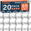 FINDMAG Magnet Hooks, 20 Pack 85LB+ Magnetic Hooks for Cruise Cabins | Heavy Duty Strong Neodymium Magnets with Hooks for Hanging, Ship, Fridge, Locker, Kitchen, Office and Grill, Silver by FINDMAG