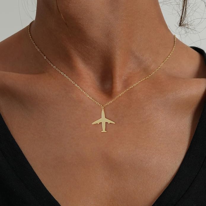 Kyerlyn Necklace for Women, Dainty Airplane/Swallow/Lightning Necklace Sideways Necklace Pendant Trendy Adjustable Chain Simple Choker Everyday Gifts - Image 5