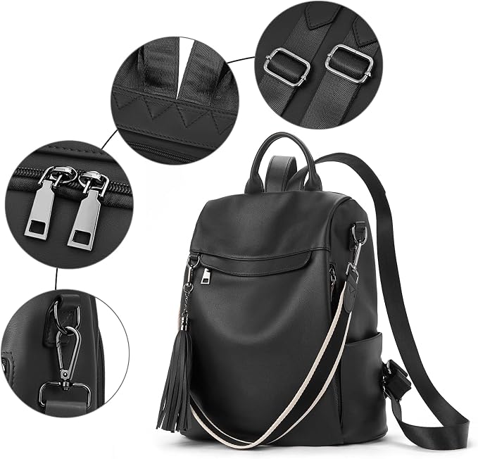 Telena Backpack Purse for Women, PU Leather Anti Theft Travel Purse Shoulder Bags with Tassel - Image 5