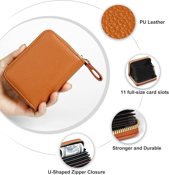Credit Card Wallet, RFID Card Case Wallet, Zipper Card Cases Holder for Men Women, RFID Blocking, KeyChain Wallet, Compact Size Card Organizer Case for Women - Image 5