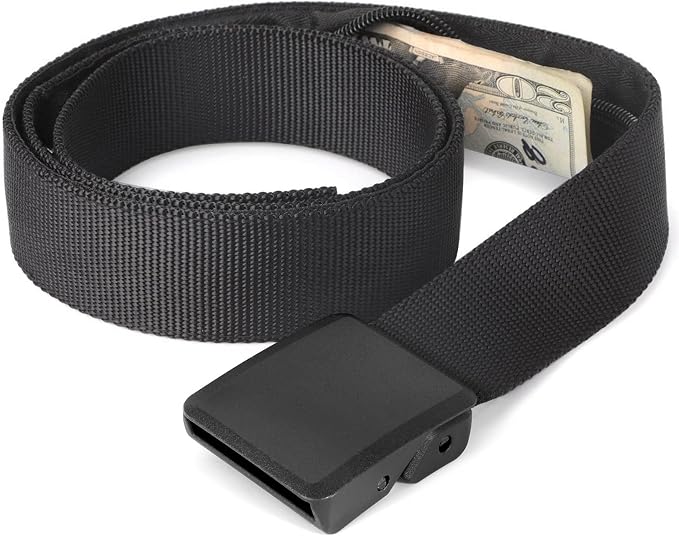 Travel Security Money Belt with Hidden Money Pocket - Cashsafe Anti-Theft Wallet Unisex Nickel free Nylon Belt by JASGOOD by JASGOOD