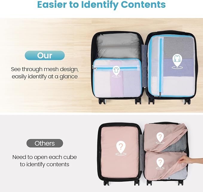 Cambond Mesh Packing Cubes for Travel Women - Lightweight Travel Bags Luggage Packing Organizer Travel Cubes for Suitcase with Handle - Image 6