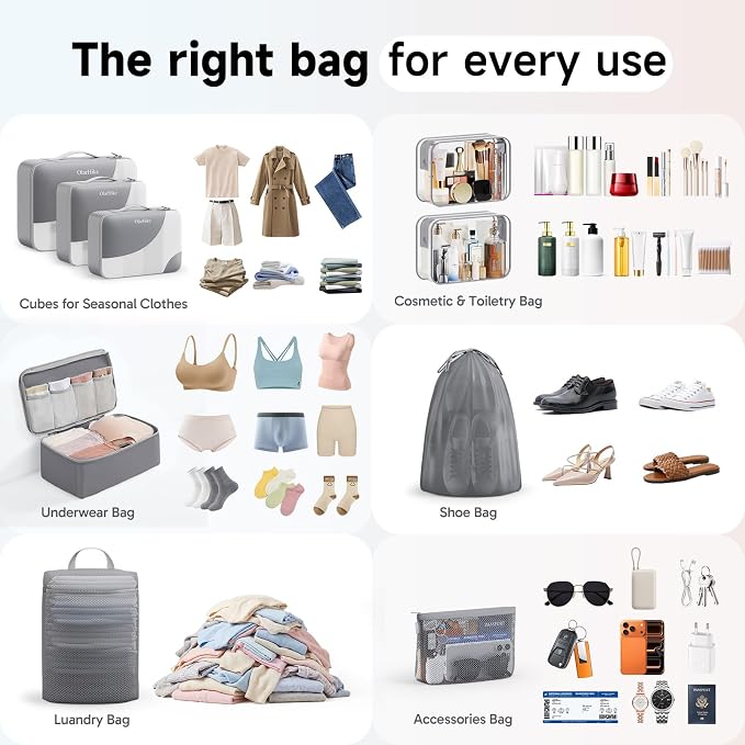 OlarHike 9 Set Packing Cubes for Travel,Gifts for Women Mom,Anti-Tearing Suitcase Organizer,with Over 1000 pcs Mesh Holes,Vacation Essentials & Accessories for Cruise Ship - Image 8