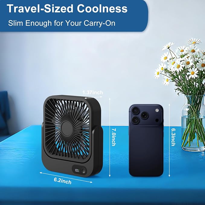 Cruise Fan, Cruise Approved Magnetic Fan, Upgraded 5000mAh Rechargeable & Plug-In, Cruise Must Haves Essentials 2026, 5-Speed Adjustable Portable Travel Fan Magnetically Cabin Ceiling Airplane RV - Image 3