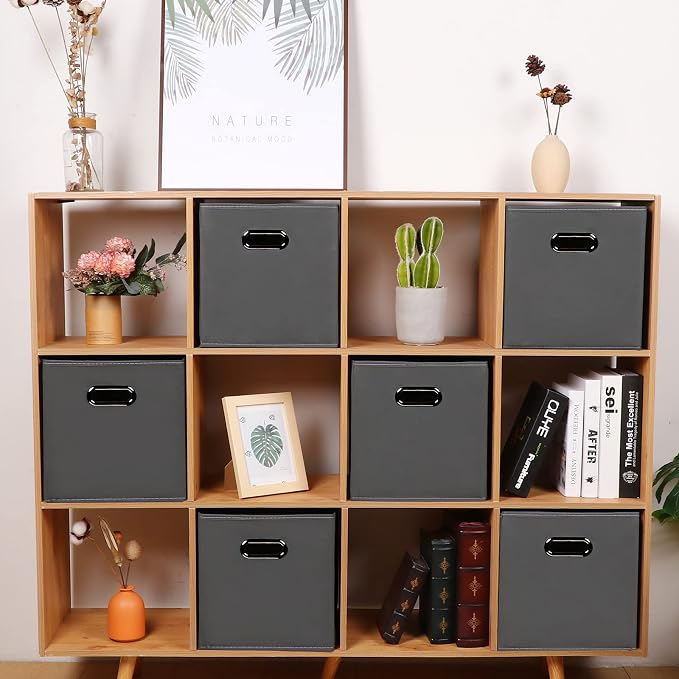 Fabric storage bins Cubes, Fabric Cube Organizer with Handle, Foldable Cube Bins for Cloth or Accessary Storage, 11x11x11, Set of 8, (Gray) - Image 5