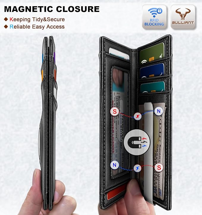 BULLIANT Magnetic Slim Leather Airtag Wallet Money Clip For Men 12Cards | RFID Blocking | Easy Access | Gift Boxed | Pocket Fit - Image 3