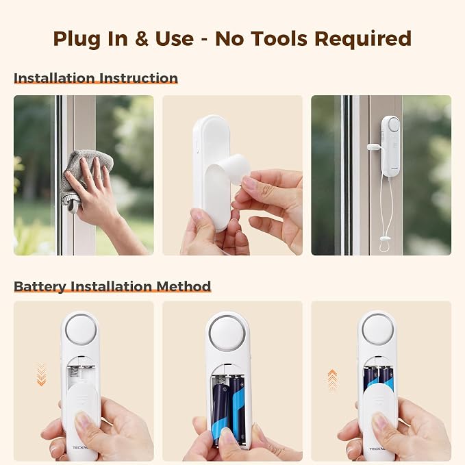 TECKNET Door Alarm for Door Handle, 130dB Door Alarms When Opened & Window Alarms, No-Drill Travel Door Security Device with Lanyard, Door Sensor Alarm for Home, Apartment & Hotel - Image 7