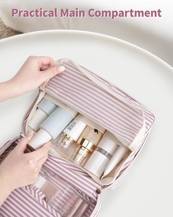 Narwey Small Hanging Travel Toiletry Bag for Women, Travel Bag for Toiletries, Makeup Bag Organizer Cosmetic Bags Make Up Bags for Girls - Image 3